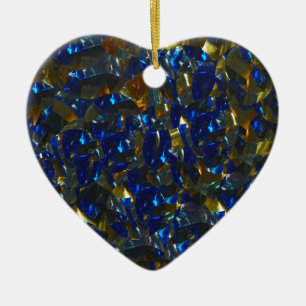 En Céramique Ornement coeur bleu doré