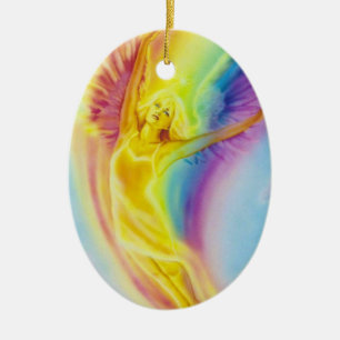 En Céramique Ornement d'ange d'arc-en-ciel par l'iris de Lisa
