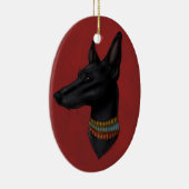 En Céramique Ornement d'Anubis de rouge cramoisi (Droite)