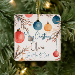 En Céramique Ornement d'aquarelle Pastel personnalisé de Noël