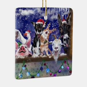 En Céramique Ornement d'arbre de Noël Bonne fête d'animal de fe