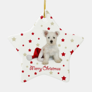 En Céramique Ornement d'arbre de Noël de chiot de Westie