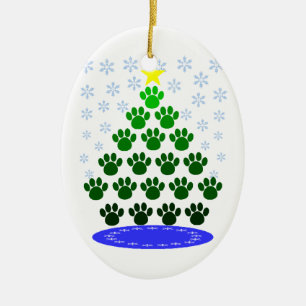 En Céramique Ornement d'arbre de Noël Empreintes de pattes