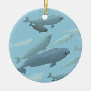 En Céramique Ornement de baleines bélugas personnalisées orneme