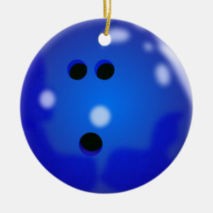 En Céramique Ornement de boule de bowling (bleu)