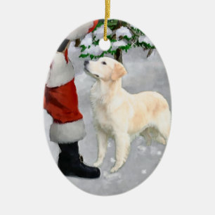 En Céramique Ornement de cadeaux de Noël de golden retriever