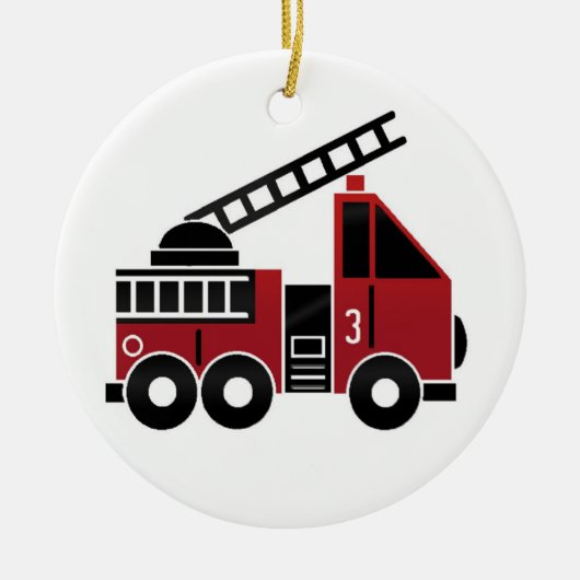 En Céramique Ornement de camion de pompiers (Devant)
