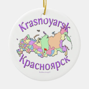 En Céramique Ornement de carte de Krasnoïarsk Russie