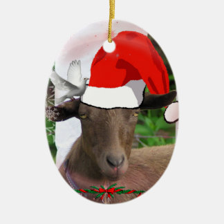 EN CÉRAMIQUE ORNEMENT DE CASQUETTE DE PÈRE NOËL DE CHÈVRE DE