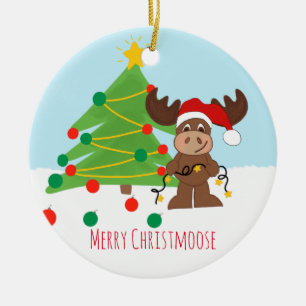 En Céramique Ornement de cercle joyeux Christmoose
