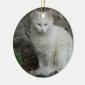 En Céramique Ornement de chat blanc (Gauche)