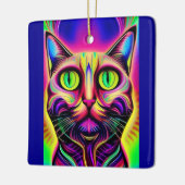 En Céramique ornement de chat curieux (Gauche)