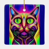 En Céramique ornement de chat curieux (Dos)