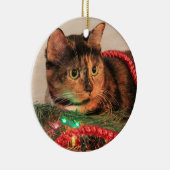En Céramique Ornement de chat de calicot de Noël (Droite)