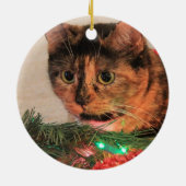 En Céramique Ornement de chat de calicot de Noël (Dos)