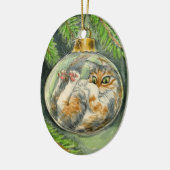 En Céramique Ornement de chat de Noël (Gauche)