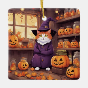 En Céramique ornement de chat d'Halloween #2