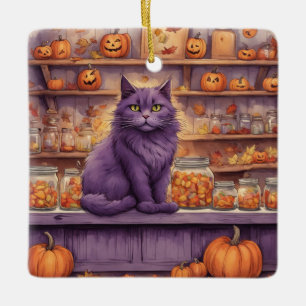 En Céramique ornement de chat d'Halloween #5