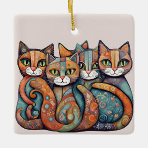 En Céramique ornement de chats apaisants