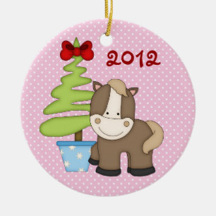 En Céramique Ornement de Cheval de Noël