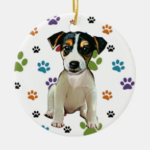 En Céramique Ornement de chiot de Jack Russell
