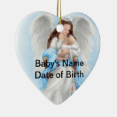 En Céramique Ornement de coeur d'ange de bébé (garçon) (Droite)