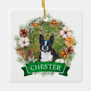 En Céramique Ornement de couronne de Noël pour chien