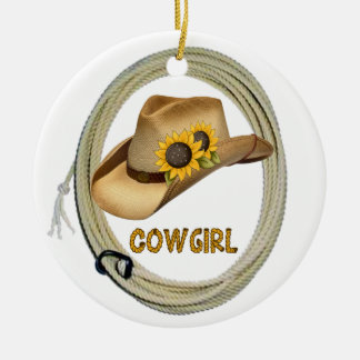 En Céramique Ornement de cow-girl de tournesol