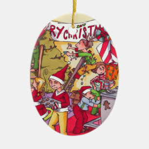 En Céramique Ornement de *CUSTOMIZABLE* d'elfes de Noël