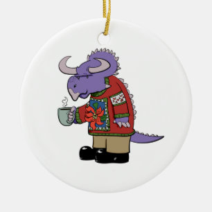 En Céramique Ornement de dinosaure de chandail de Noël