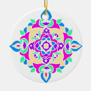 En Céramique Ornement de Diwali avec le motif de Rangoli