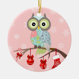 En Céramique Ornement de fantaisie génial de Noël de hibou