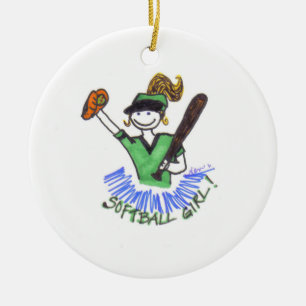 En Céramique Ornement de fille du base-ball