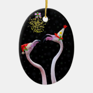 En Céramique Ornement de Flamants roses festifs
