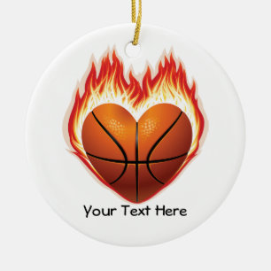 En Céramique Ornement de flamme de basket-ball (personnalisé)