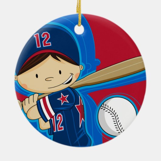 En Céramique Ornement de garçon de base-ball (Dos)