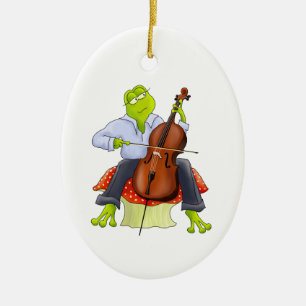 En Céramique Ornement de grenouille de violoncelle