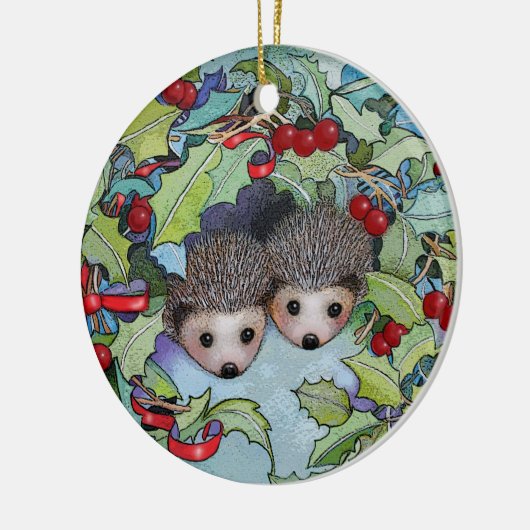 En Céramique Ornement de hérisson de Noël (Gauche)