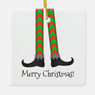 En Céramique Ornement de jambes d'Elf de Noël - costume de