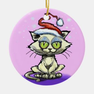 En Céramique Ornement de Kitten Santa Hat