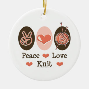 En Céramique Ornement de Knit d'amour de paix