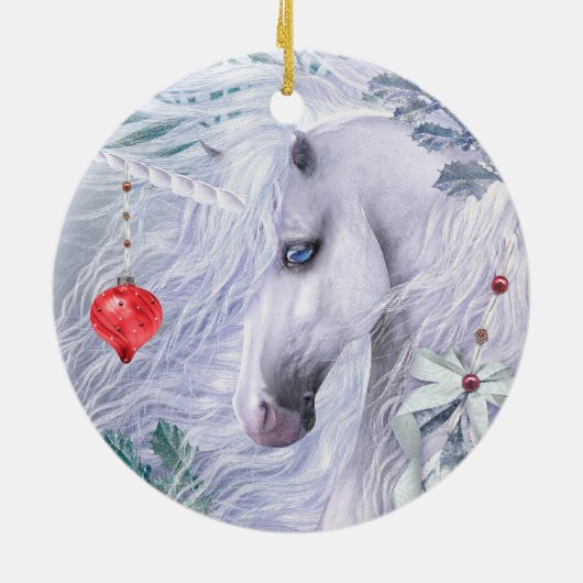 En Céramique Ornement de licorne de Noël (Dos)