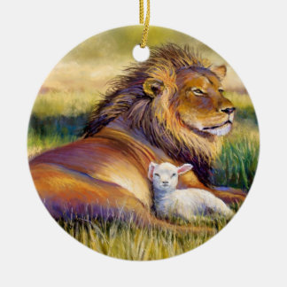 En Céramique Ornement de lion et d'agneau