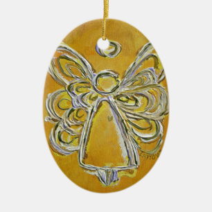 En Céramique Ornement de peinture de l'ange jaune