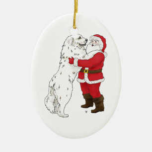 En Céramique Ornement de Père Noël de Grands Pyrénées
