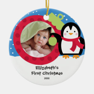 En Céramique Ornement de photo de Noël Bébé Pingouin
