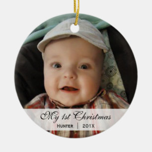 En Céramique Ornement de photo de Noël de   du bébé premier