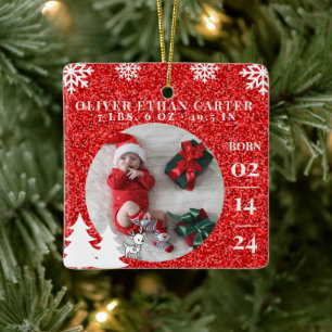 En Céramique Ornement de photo pour le premier Noël de bébé