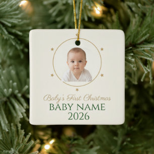 En Céramique Ornement de photo pour le premier Noël de bébé