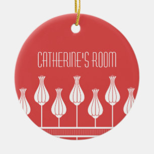 En Céramique Ornement de portes florales Art déco rouge